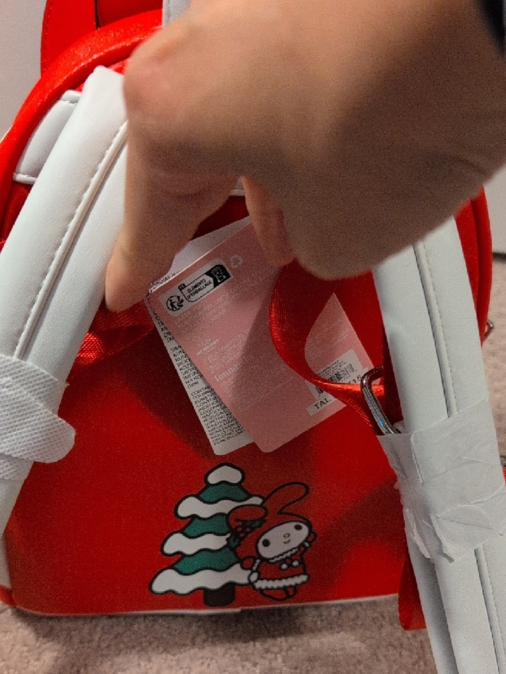 Loungefly Sanrio My Melody Christmas Holiday Mini Backpack in Red & White - Picture 10 of 11